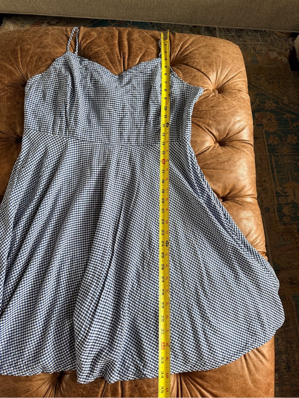 Old Navy Blue White Gingham Sundress XL Adjustable Straps Smocked Back Dress - Picture 10 of 10